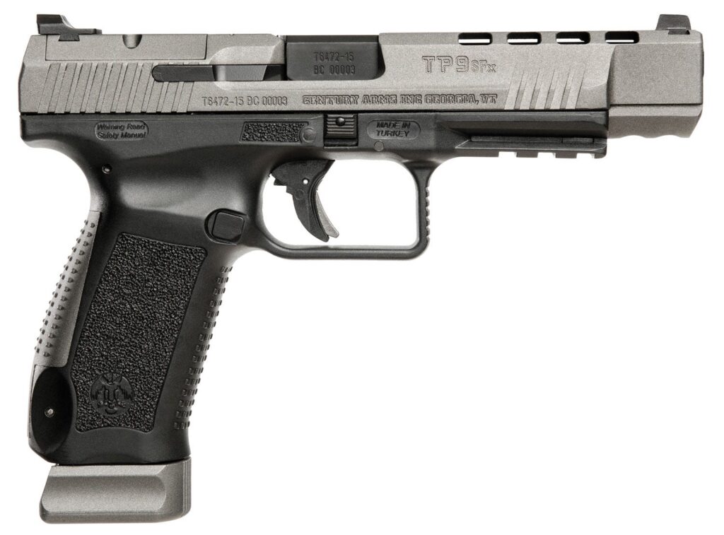 USED Canik TP9SFX 9mm Pistol – Tungsten Finish, Compensator, (2) 20-Round Mags, Kydex Holster – HG3774G-N
