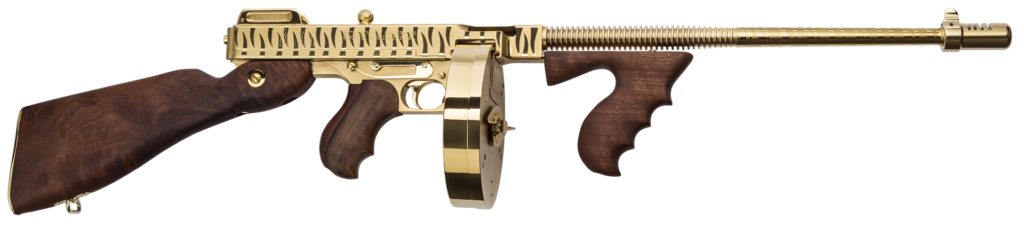 Blem Auto Ordnance Thompson 1927A1 Deluxe 45 ACP Gold Tiger Stripe Tommy Gun