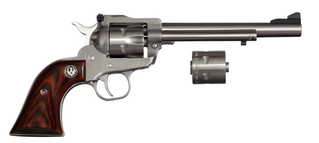 Used Ruger Single-Six Convertible Stainless – .22 LR / .22 Magnum, 6.5” Barrel, Ivory-Style Grips