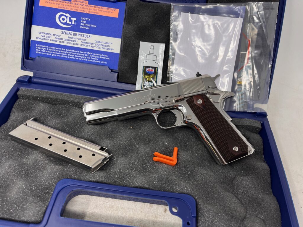Colt Government 1911 38 Super Bright Stainless Custom Grips O2071ELC2