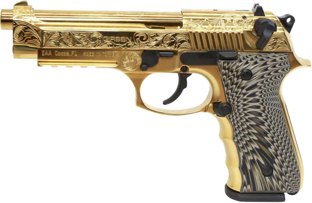 EAA Girsan Regard MC Deluxe 9mm Gold Engraved 18 Round Capacity 390088