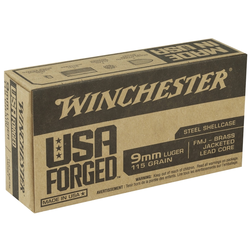 Winchester USA Forged Steel Case 115gr 9mm Luger Case of 750