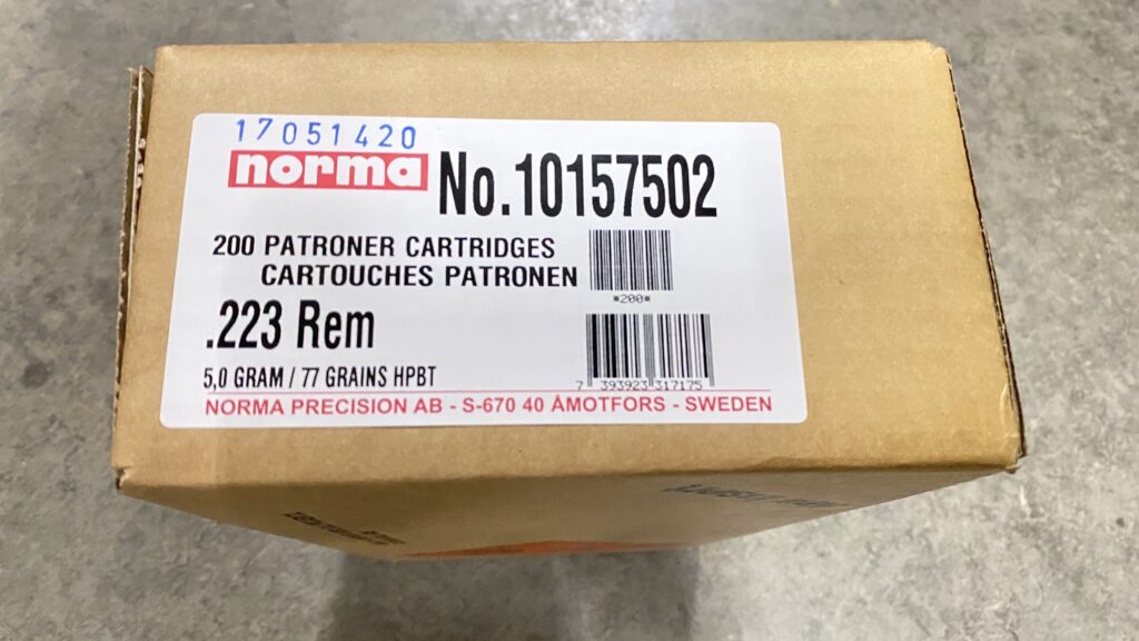 NORMA USA 223 Rem 77 gr HPBT Match Grade Case of 200 Rounds Bulk Ammo