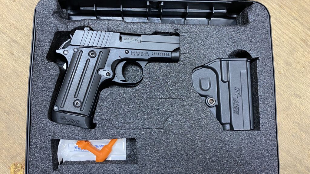 Sig Sauer P238 380 ACP w/ green FO front sight and holster – used great!