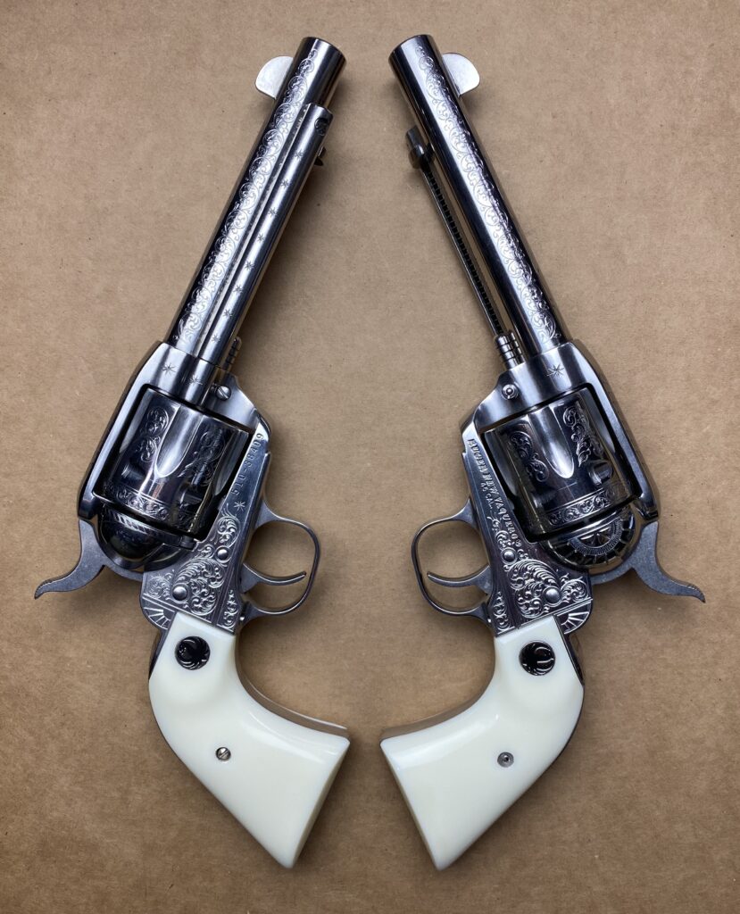 Used Consecutive Pair (2) 1 of 1000 Engraved Ruger Vaquero 45 Colt 5.5″ 5119