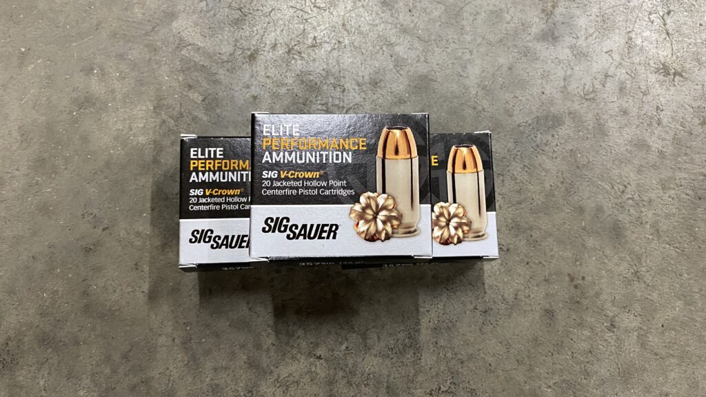 Sig Sauer Elite Performance 357 Sig Ammo 125 grain V-Crown JHP Case of 200 Rounds Bulk E357S1-20
