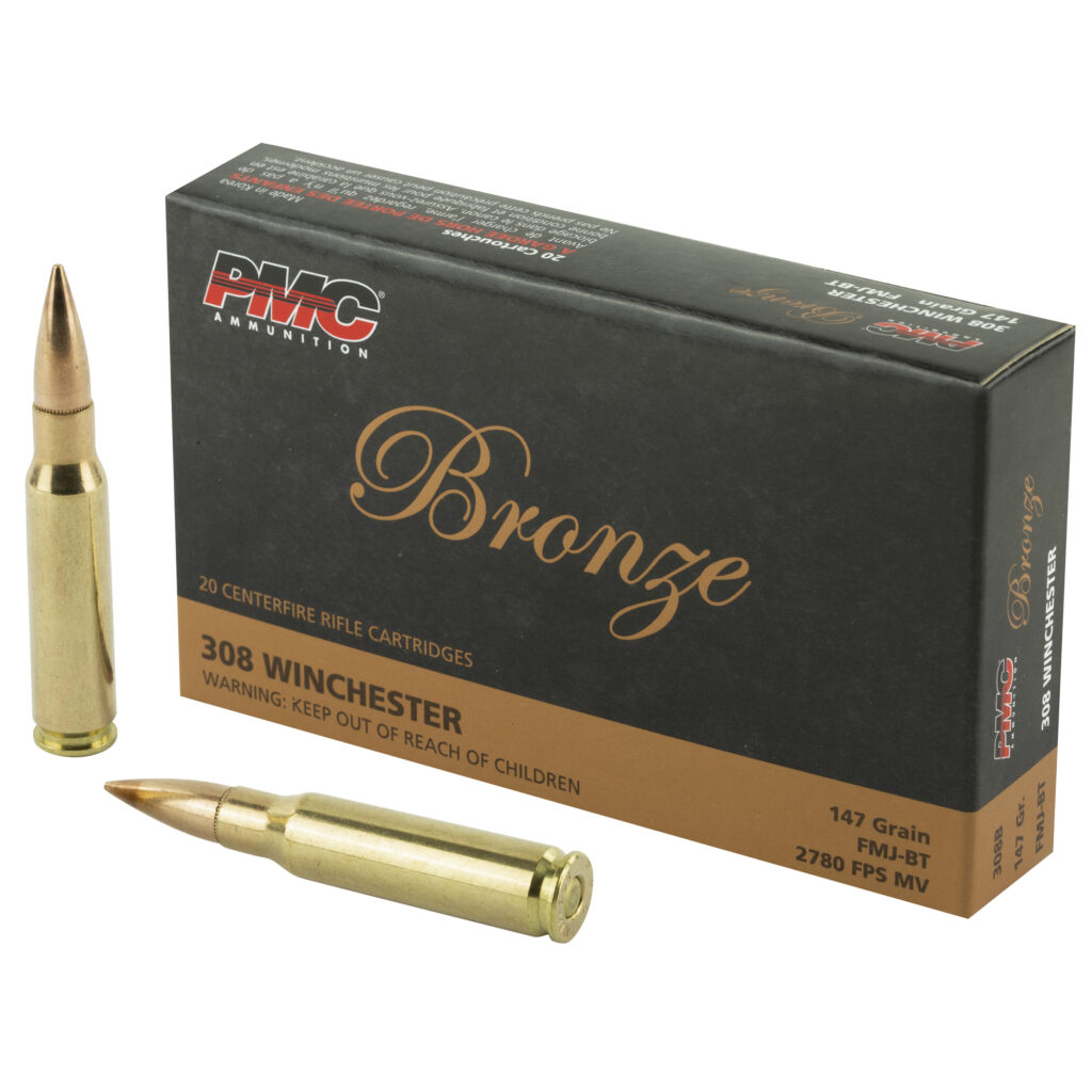 PMC Bronze 308 Winchester Ammo 147 grain FMJ BT Box of 20 Rounds 308B