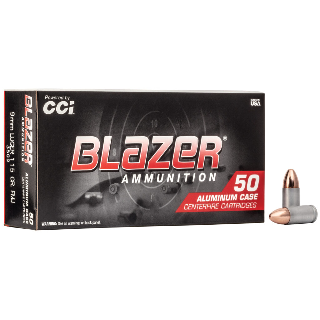 CCI Blazer 9mm Luger Ammo 115 grain FMJ Case of 1000 Rounds Bulk 3509 (Aluminum Case)