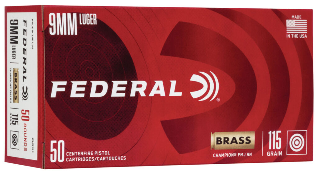 Federal Champion 9mm Luger Ammo 115 grain FMJ Case of 1000 Rounds WM5199