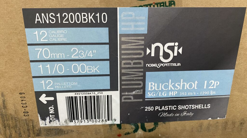 Nobel Sport Italia 12 GA 2-3/4″ 00 Buckshot 12 Pellet Case of 250 Rounds