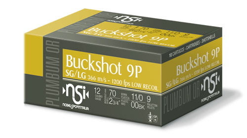 Nobel Sport Italia 12 GA Ammo 2-3/4″ 00 Buck 9 Pellet Case of 250 Rounds / Shells Buckshot Bulk ANSLR1200BK
