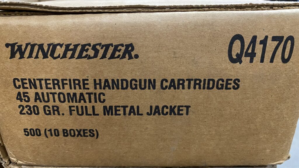 Winchester 45 Auto 230 gr FMJ Case of 500 Bulk Ammo
