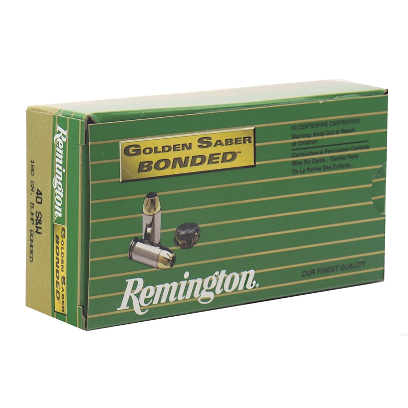 Remington Golden Saber Bonded 40 S&W Ammo 180 grain BJHP Box of 50 Rounds GSB40SWB