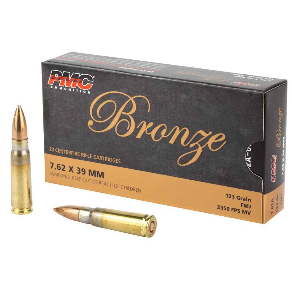 PMC Bronze 7.62×39 Ammo 123 grain FMJ Case of 500 Rounds 762A (Brass Case)