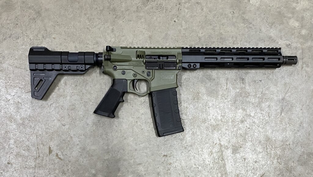 ATI OMNI Hybrid 300 Blackout AR Pistol 10″ Barrel Battlefield Green MLok