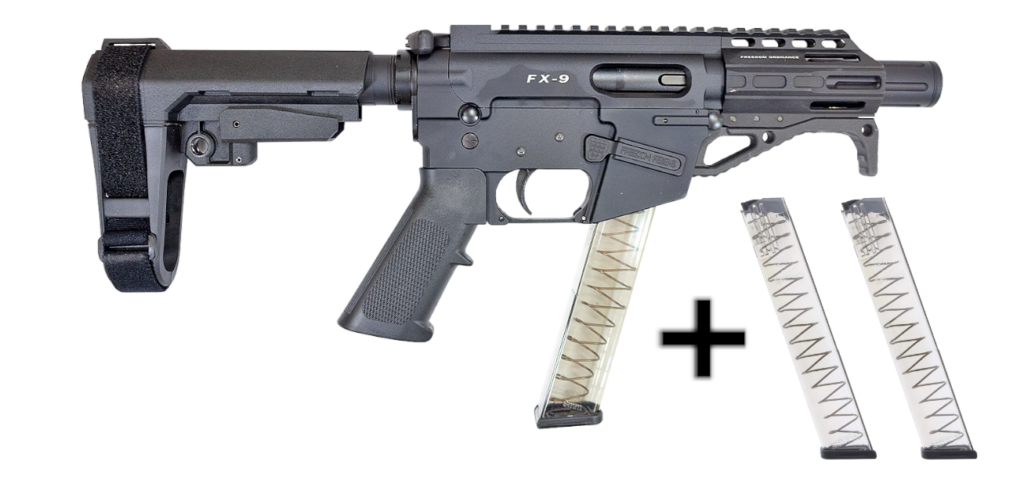 Freedom Ordnance FX9 9mm 4″ Barrel SB Tactical SBA3 FX9P4S *Free Mags!