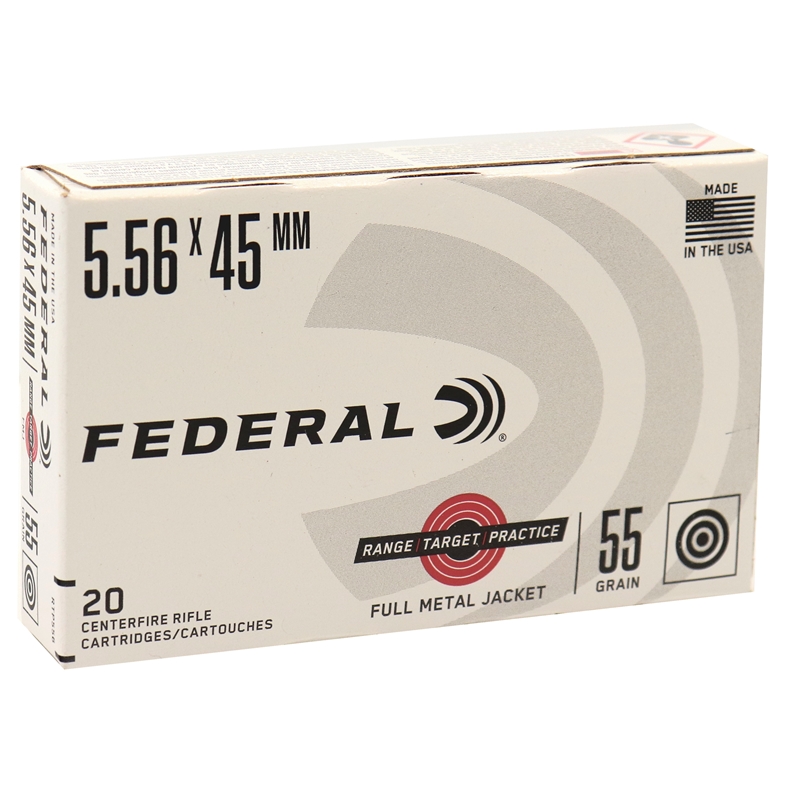 Federal Range & Target Practice 5.56 NATO Ammo 55 grain FMJ Case of 500 Rounds RTP556