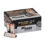 Sig Sauer Elite Performance 9mm Luger Ammo 115 grain V-Crown JHP Box of 20 Rounds E9MMA1-20 – Online Only - View 1
