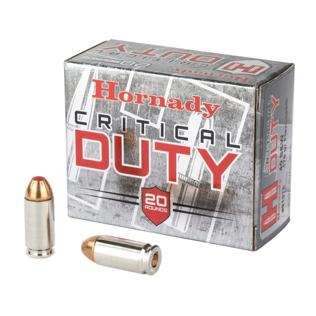 Hornady Critical Duty 40 S&W Ammo 175 grain FlexLock Box of 20 Rounds 91376