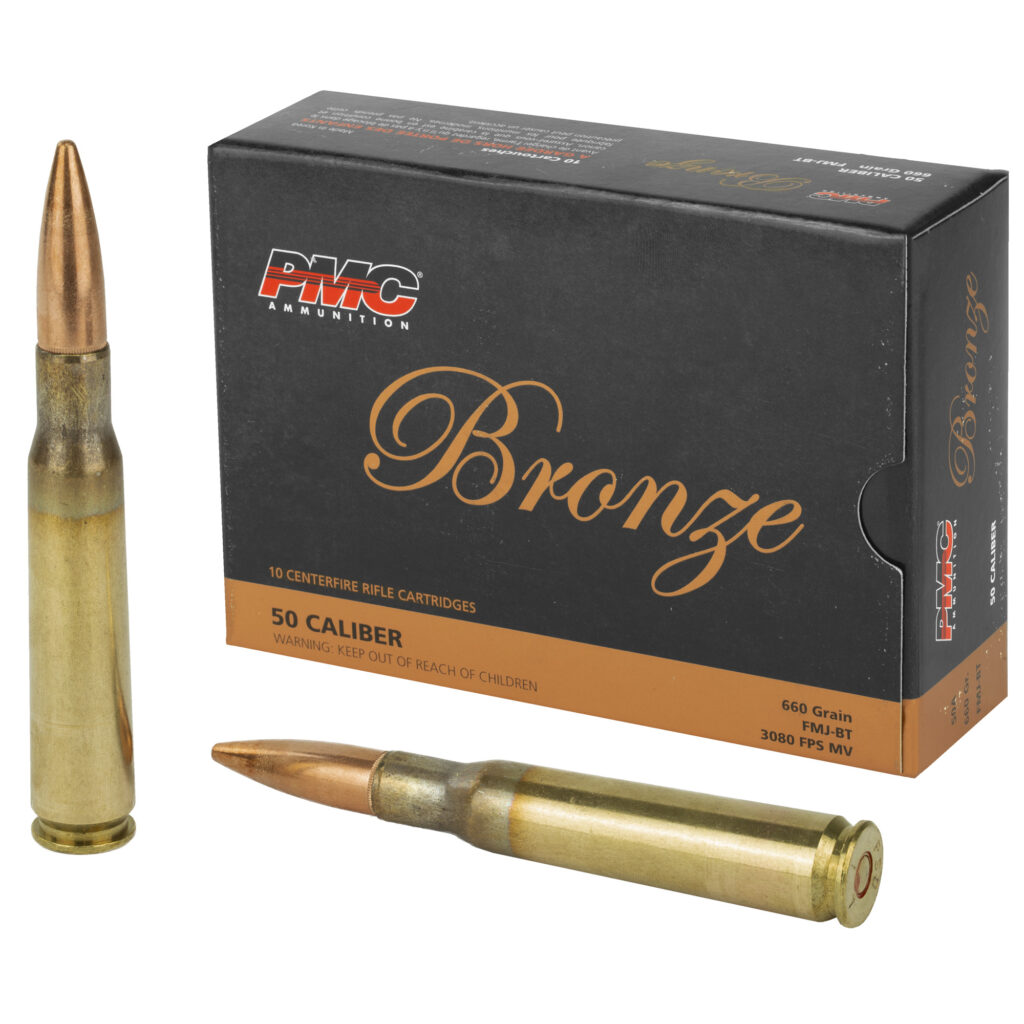 PMC Bronze 50 BMG Ammo 660 grain FMJ Case of 200 Rounds Bulk 50A