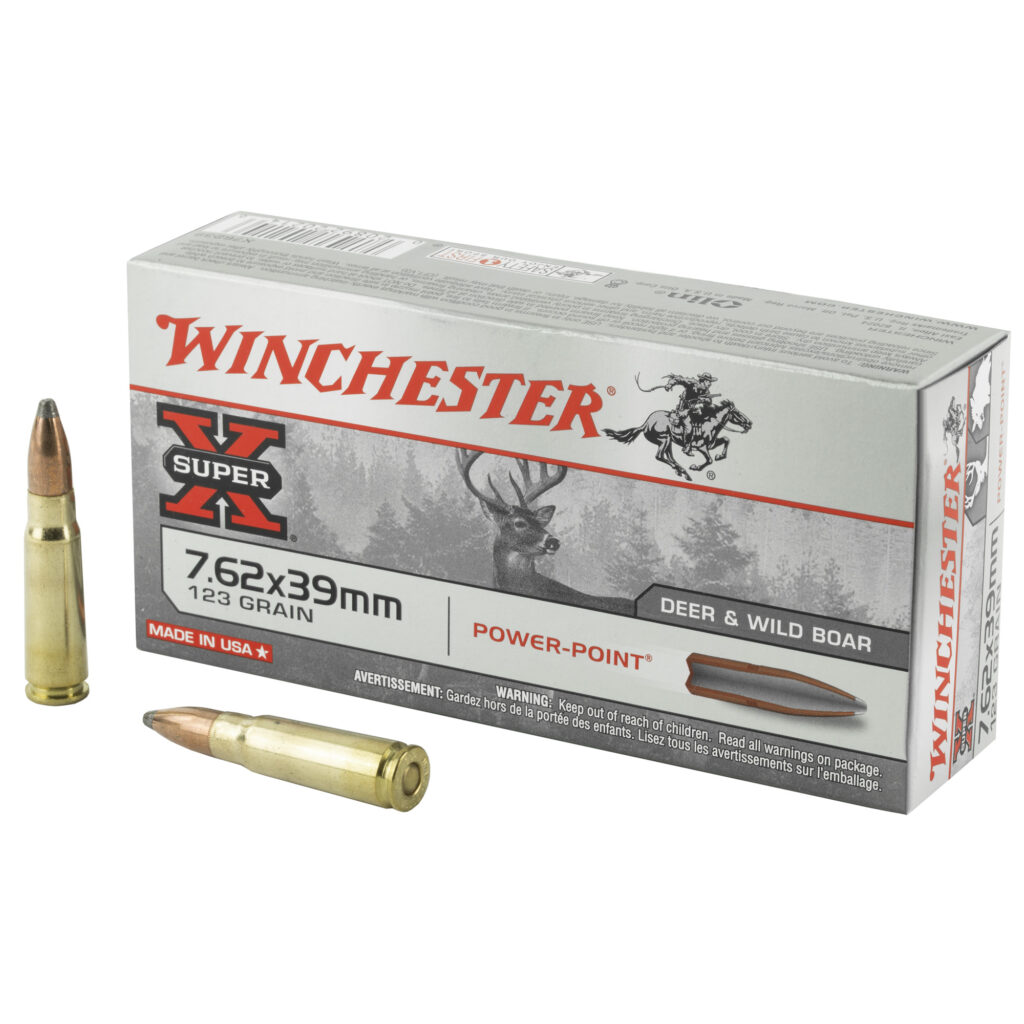 Winchester Super-X 7.62×39 Ammo 123 grain Power-Point Soft Point Box of 20 Rounds X76239