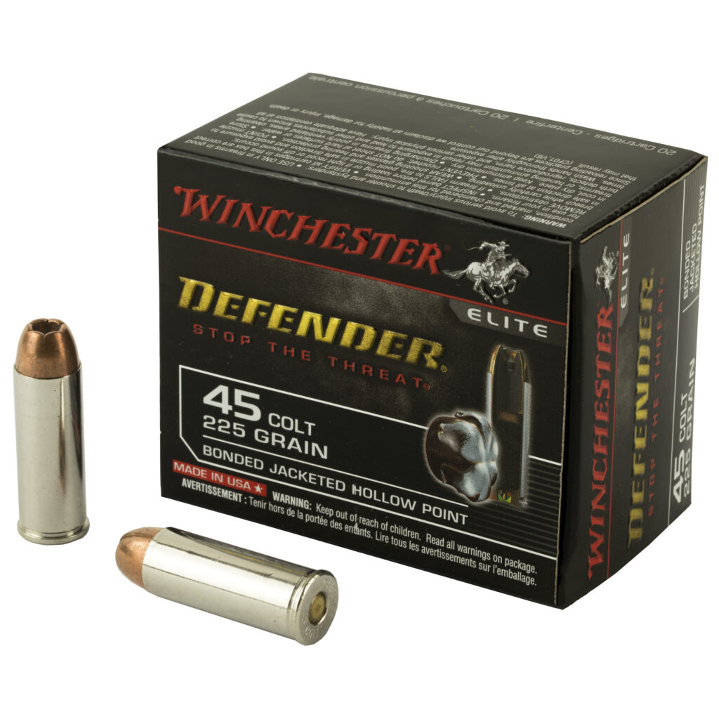 Winchester Elite Defender PDX1 45 Colt Ammo 225 grain Bonded JHP Box of 20 Rounds S45CPDB