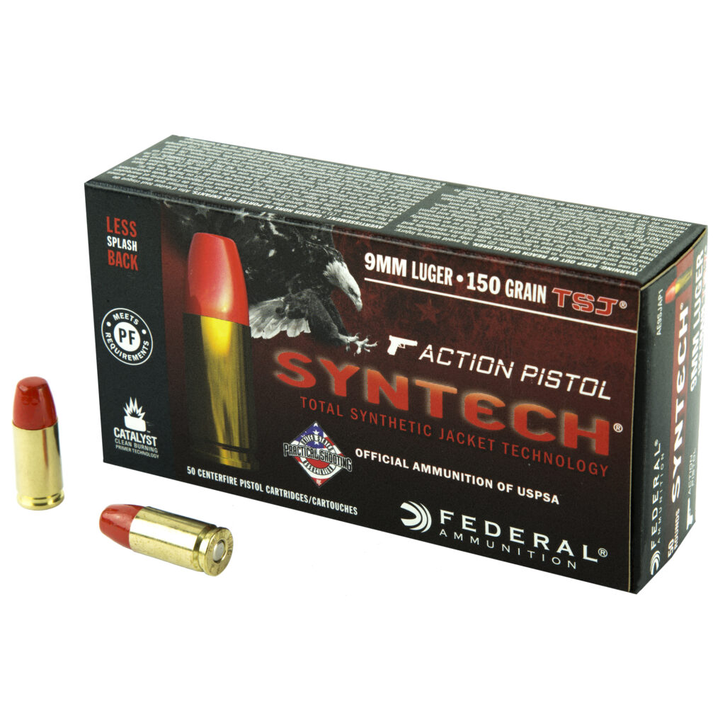 Federal 9mm Luger Syntech 150 grain Total Synthetic Jacket Case of 500 Rounds Bulk Ammo AE9SJAP1