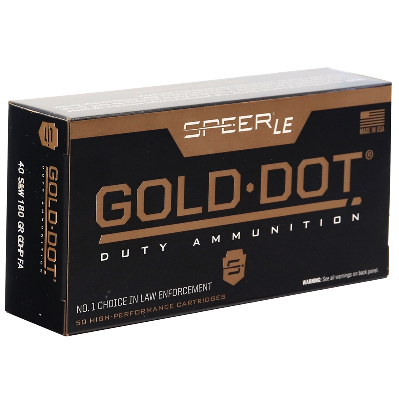 Speer Gold Dot 40 S&W Ammo 180 grain Bonded JHP Box of 50 Rounds 53962