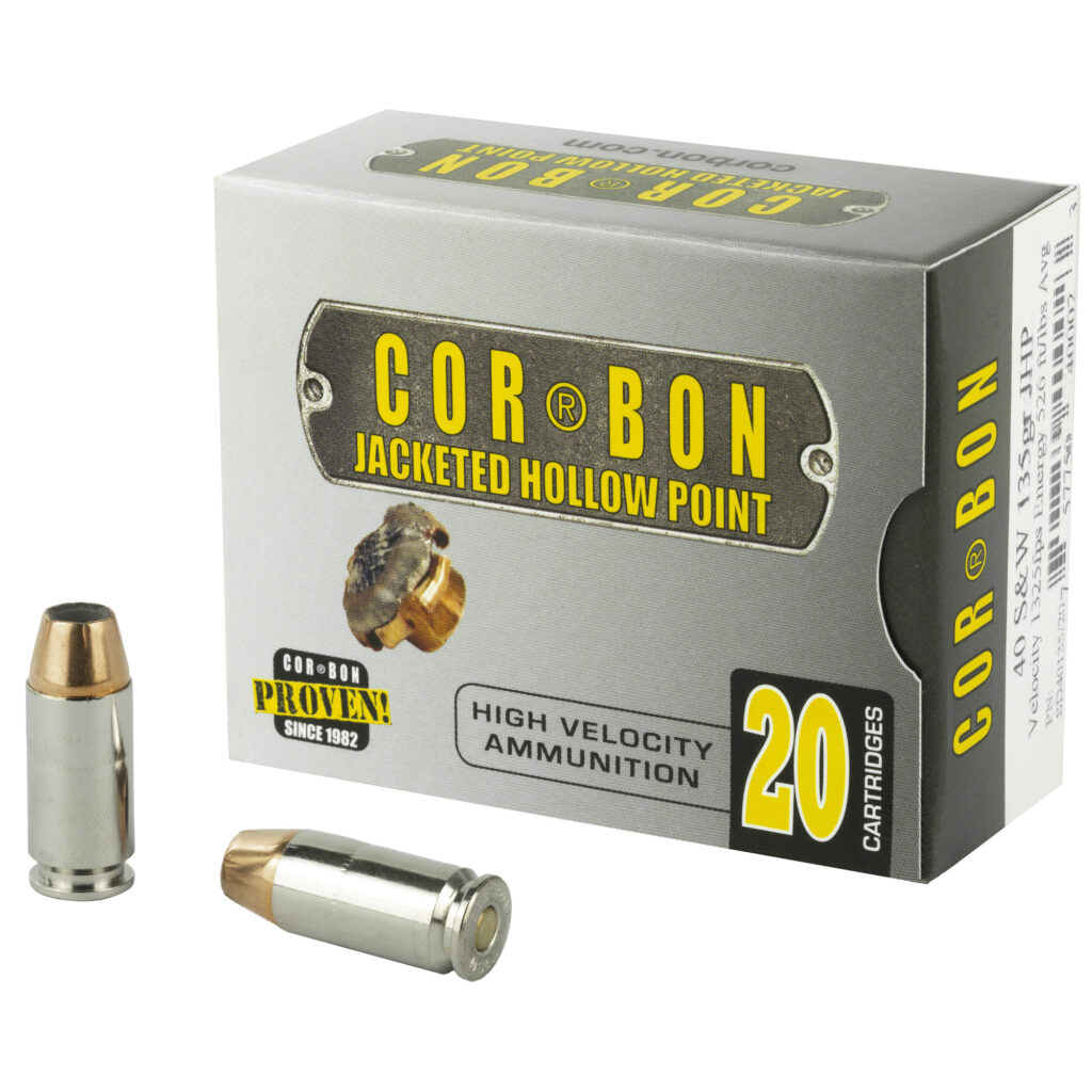 Cor-Bon 40 S&W 135 grain Jacketed Hollow Point Box of 20 Rounds SD40135