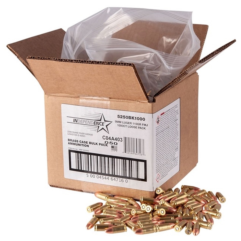 CCI 9mm Luger Ammo 115 grain FMJ Case of 1000 Rounds Bulk (loose pack) 5000BK1000