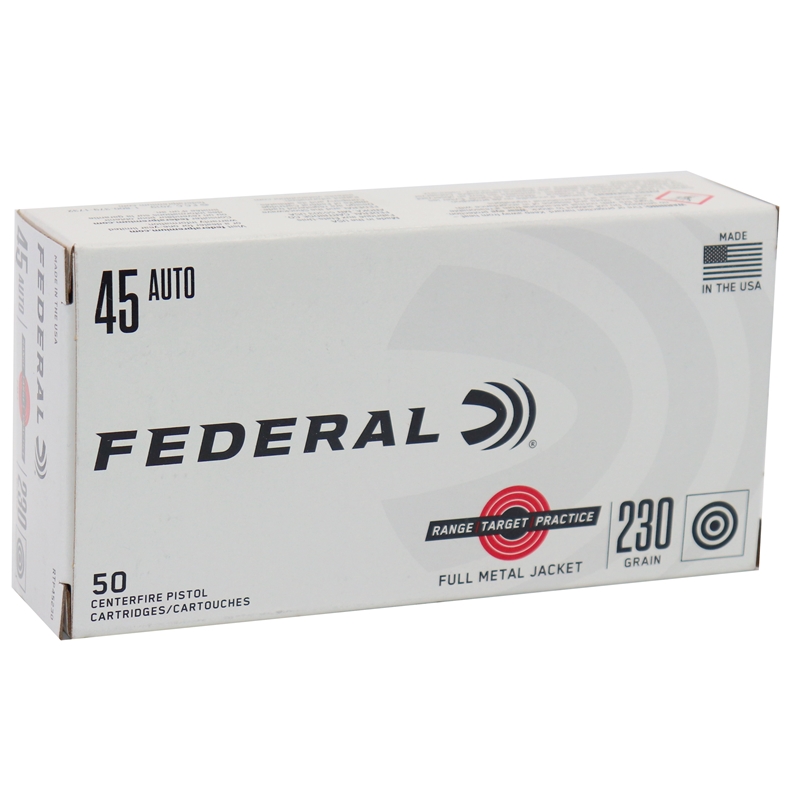 Federal Range & Target Practice 45 Auto / ACP Ammo 230 grain FMJ 500 Rounds RTP45230