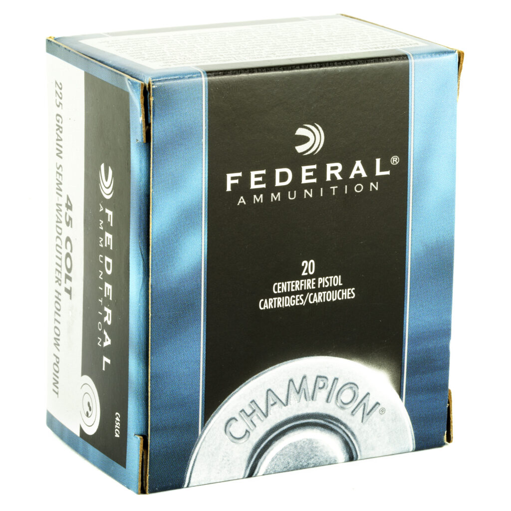Federal Champion 45 Colt 225 grain Semi-Wadcutter Hollow Point Box of 20 Rounds C45LCA