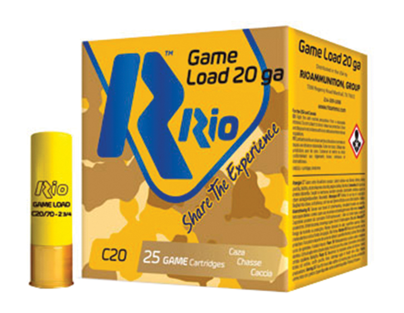 Rio Game Load 20 GA Ammo 2-3/4″ 1 oz #8 Shot Case of 250 Rounds RC208