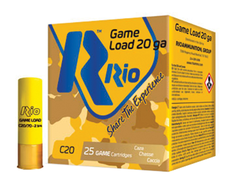 Rio Game Load 20 GA Ammo 2-3/4″ 1 oz #7-1/2 Lead Shot Case of 250 Rounds RC2075