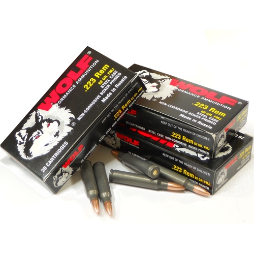 Wolf Performance Ammunition 223 Remington Ammo 55 grain FMJ Case of 1000 Rounds Bulk (Steel Case)