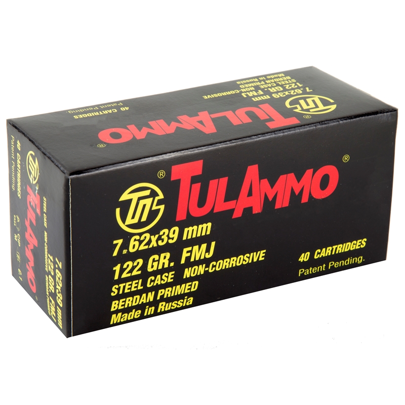 Tula 7.62×39 Ammo 122 grain FMJ Case of 1000 Rounds Bulk (Steel Case)