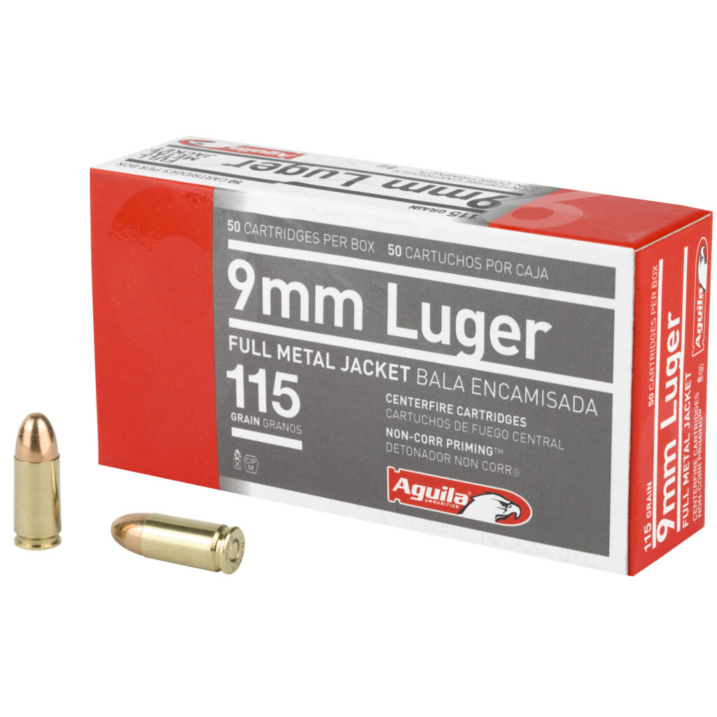 Aguila 9mm Luger Ammo 115 grain Full Metal Jacket Case of 1000 Rounds Bulk 1E097704