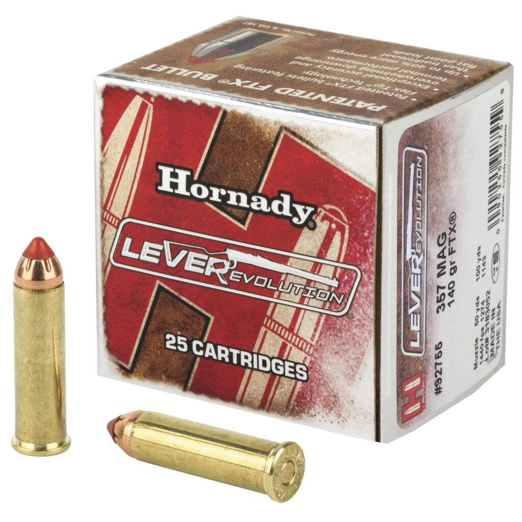 Hornady LEVERevolution 357 Magnum 140 grain FTX Case of 250 Rounds 92755