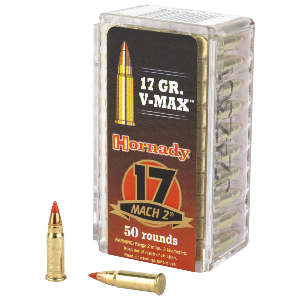 Hornady Varmint Express 17 HM2 (17 Mach 2) Ammo 17 grain V-MAX Tipped Brick of 500 Rounds 83177