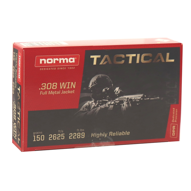 Norma Tactical 308 Winchester Ammo 150 grain FMJ Case of 200 Rounds Bulk 20177262
