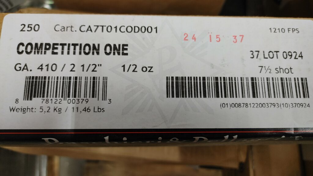 Baschieri & Pellagri Competition One 410 Bore 2-1/2″ 1/2 oz #7.5 Shot Case of 250 Rounds / Shells Bulk Ammo
