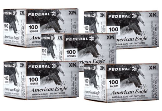 Federal 5.56×45 Ammo 55 grain M193 FMJ Case of 500 Rounds XM193BLX