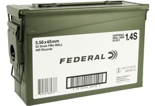 Federal 5.56×45 Ammo 55 grain M193 FMJ 400 Rounds in Ammo Can XM193ML1X