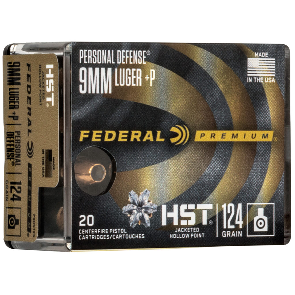 Federal Premium HST 9mm Luger +P Ammo 124 grain JHP Case of 200 Rounds P9HST3S – Free Shipping