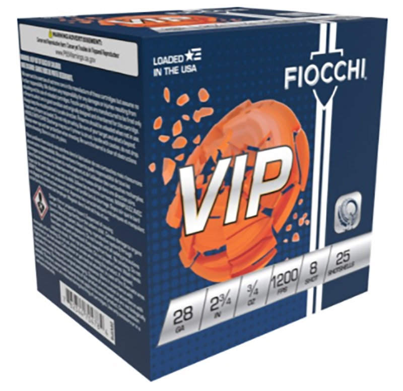 Fiocchi VIP 28 GA Ammo 2-3/4″ 3/4 oz #8 Shot Case of 250 Rounds / Shells Bulk Ammo 28VIP8