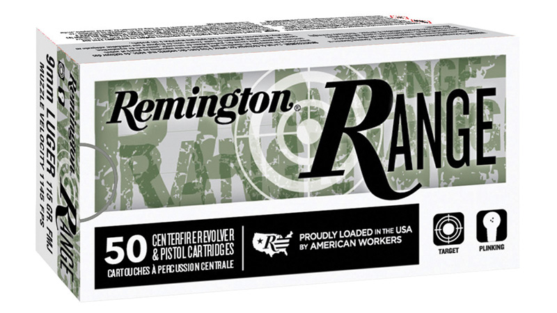 Remington Range 9mm Luger Ammo 115 grain FMJ Case of 500 Rounds Bulk T9MM3