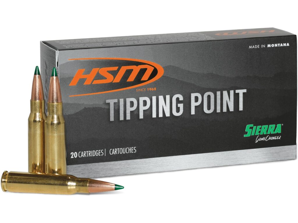 HSM Tipping Point 308 Winchester Ammo 165 grain Sierra Gamechanger Tipped Box of 20 Rounds HSM-308-47-N