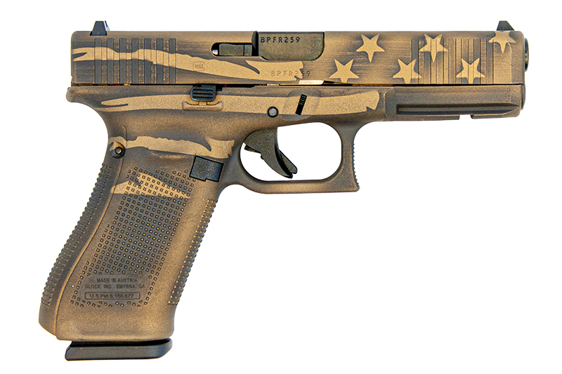 Glock 17 Gen 5 Black/Coyote Battle Worn Flag 9mm PA175S204-BBBWFLAG