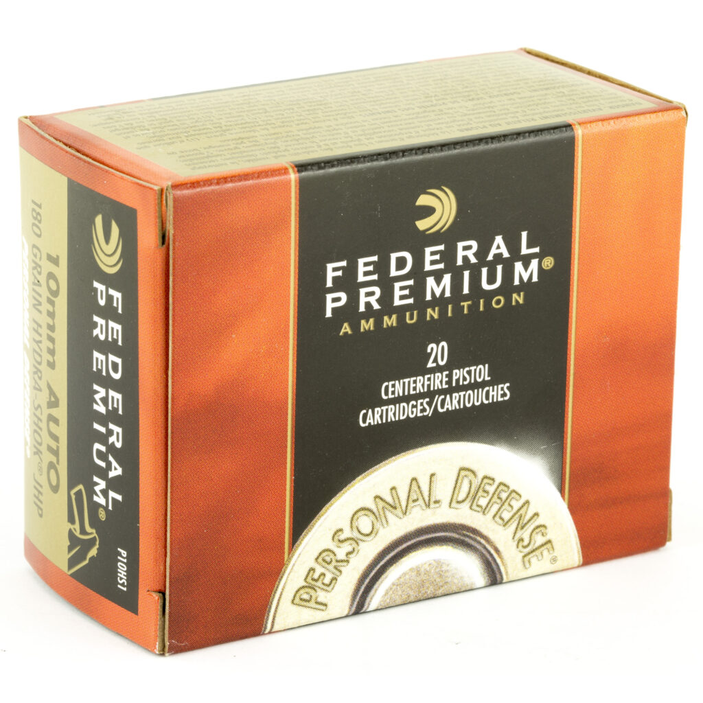 Federal Premium Hydra-Shok 10mm Auto Ammo 180 grain JHP Case of 500 Rounds Bulk P10HS1