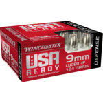 Winchester USA Ready Defense 9mm Luger +P Ammo 124 grain Hex-Vent JHP Box of 20 Rounds RED9HP - View 1